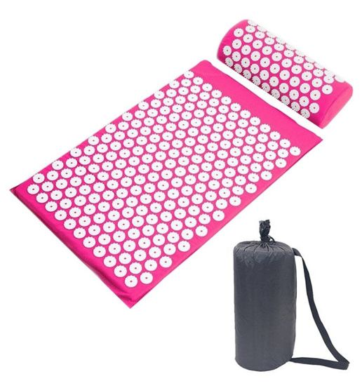 Массажный акупунктурный коврик для ног и валик в чехле (розовый), URM  - купить со скидкой