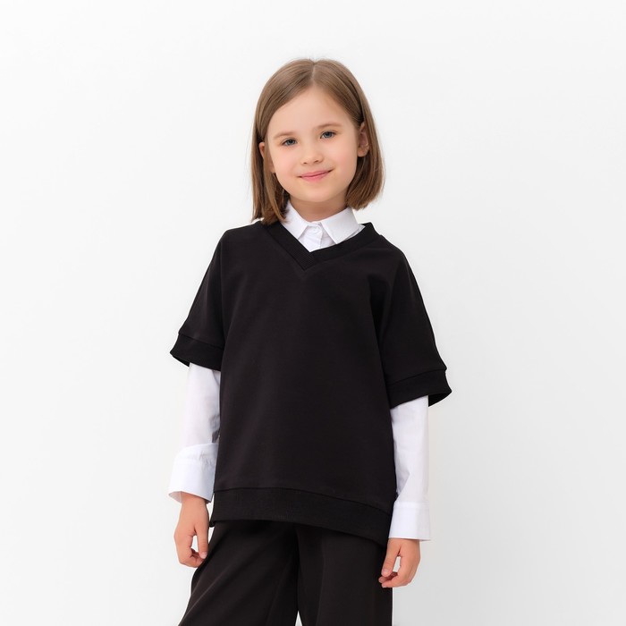 MINAKU Жилетка для девочки MINAKU: School Collection, цвет чёрный, рост 134 см