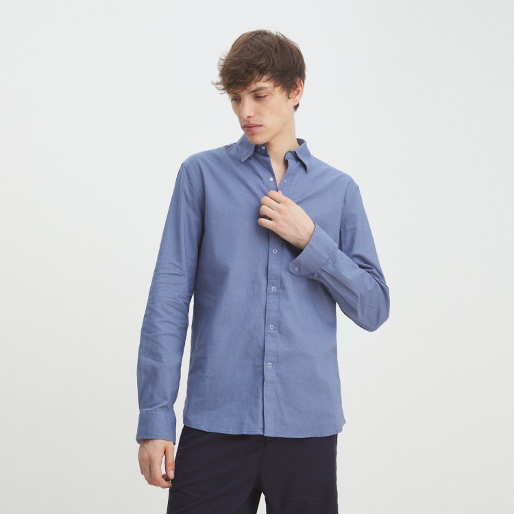 

Рубашка мужская Maison David BLN926-1A синяя L, Голубой, BLN926-1A