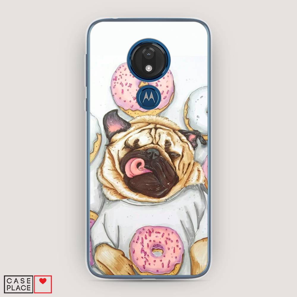 

Чехол для Motorola Moto G7 "Счастливый мопс", Розовый;бежевый;коричневый, 241150-1