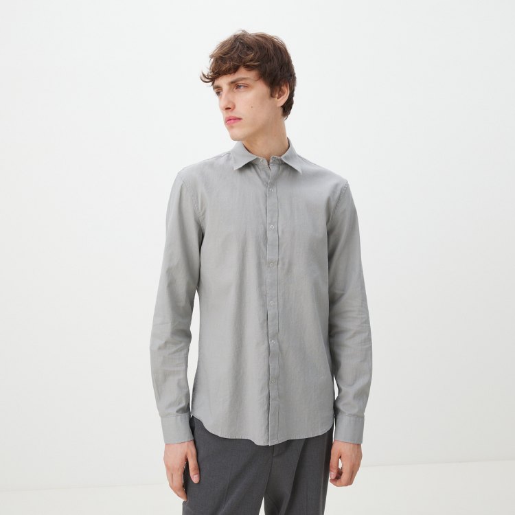 

Рубашка мужская Maison David BLN926-1 серая 2XL, Серый, BLN926-1