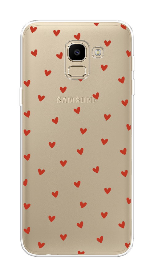 

Чехол на Samsung Galaxy J6 2018 "Red hearts", Красный;прозрачный, 26150-1