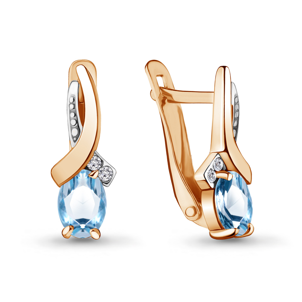 

Серьги из серебра с топазом/фианитом Aquamarine 4723505А, 4723505А_925_з