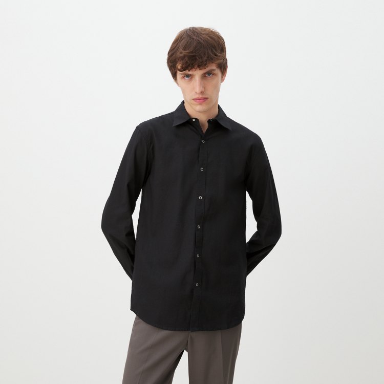 

Рубашка мужская Maison David BLN926-1 черная 2XL, Черный, BLN926-1