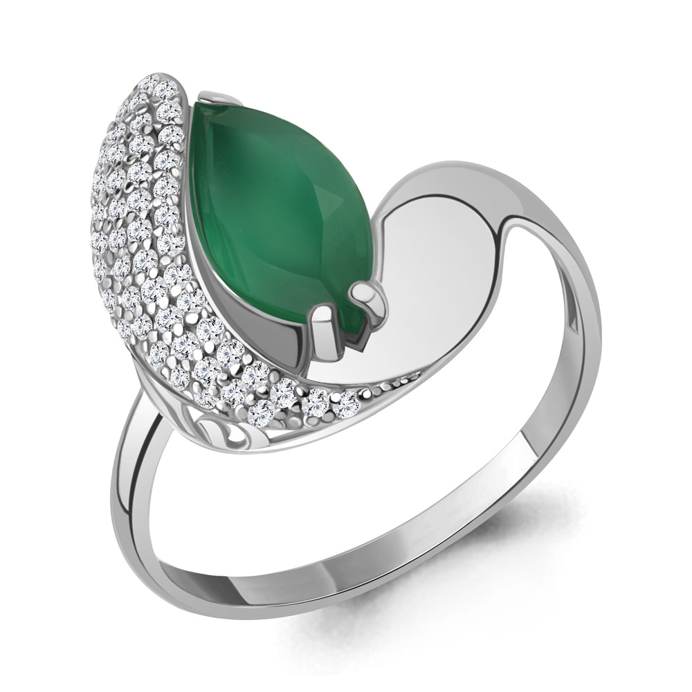 

Кольцо из серебра с агатом/фианитом р. Aquamarine 6579309А, 6579309А_925_р