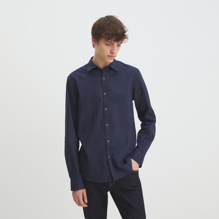 

Рубашка мужская Maison David BLN926-1 синяя 2XL, Синий, BLN926-1