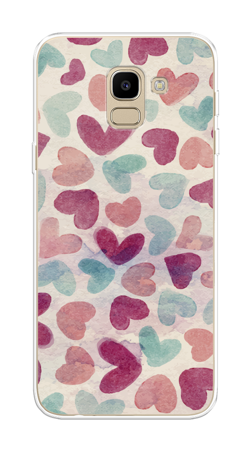 

Чехол на Samsung Galaxy J6 2018 "Фон из сердечек 4", Розовый;голубой, 26150-1