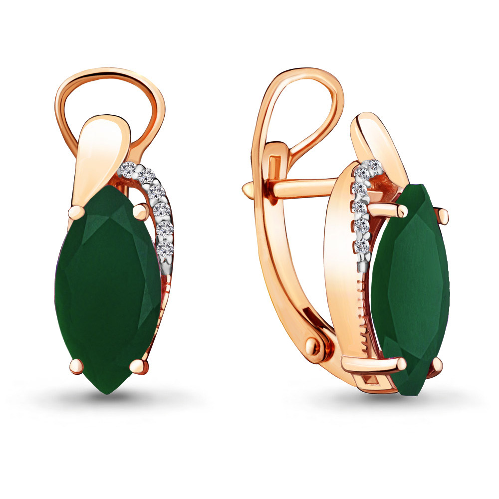 

Серьги из серебра с агатом/фианитом Aquamarine 4475909А, 4475909А_925_з