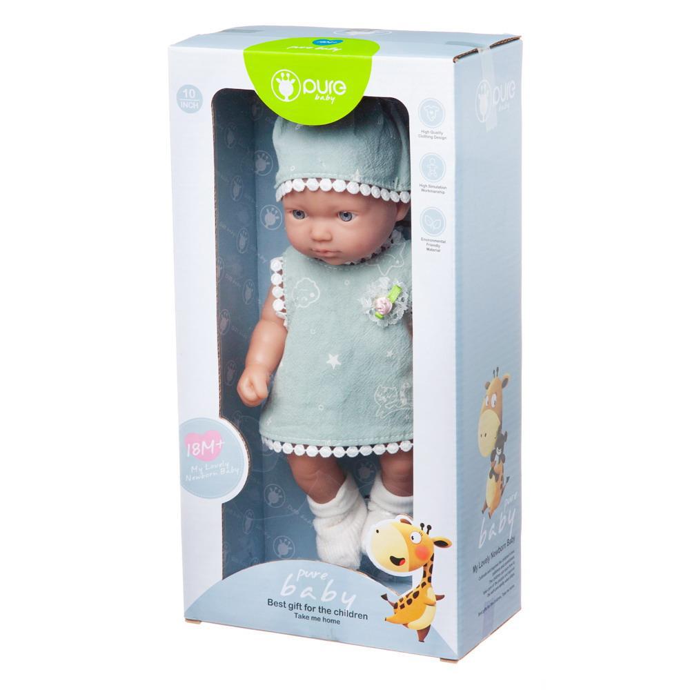 фото Пупс junfa pure baby 25см в сером платье, шапочке, носочках wj-b9961 junfa toys