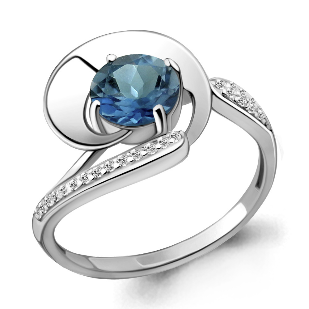 

Кольцо из серебра с топазом/фианитом р. Aquamarine 6587708А, 6587708А_925_р