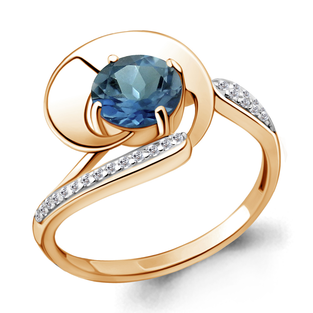 

Кольцо из серебра с топазом/фианитом р., Aquamarine 6587708А, 6587708А_925_з