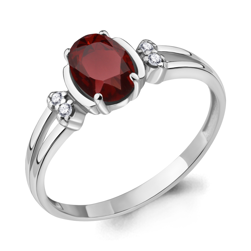 

Кольцо из серебра с гранатом/фианитом р., Aquamarine 6943103А, 6943103А_925_р