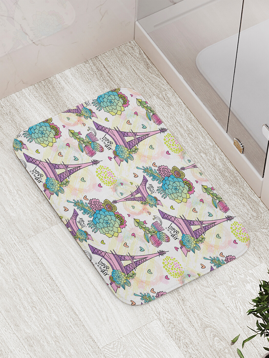 

Коврик JoyArty "Эйфелевые башни в цветах" для ванной, сауны, бассейна, 77х52 см, Эйфелевые башни в цветах