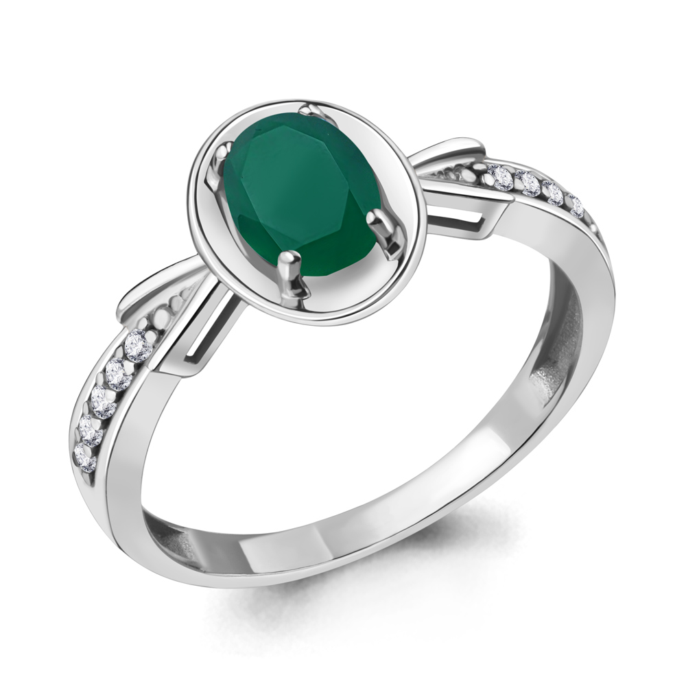 

Кольцо из серебра с агатом/фианитом р. Aquamarine 6940409А, 6940409А_925_р