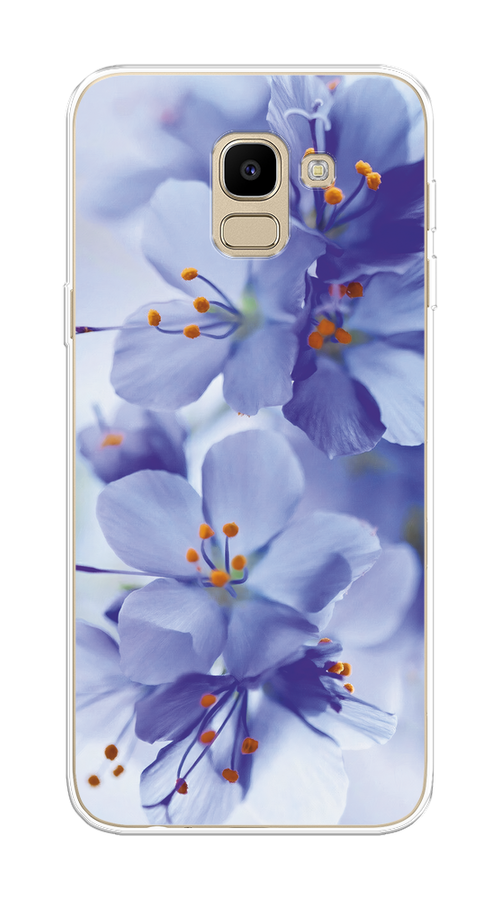 

Чехол на Samsung Galaxy J6 2018 "Фиолетовые цветки", Фиолетовый;синий, 26150-1