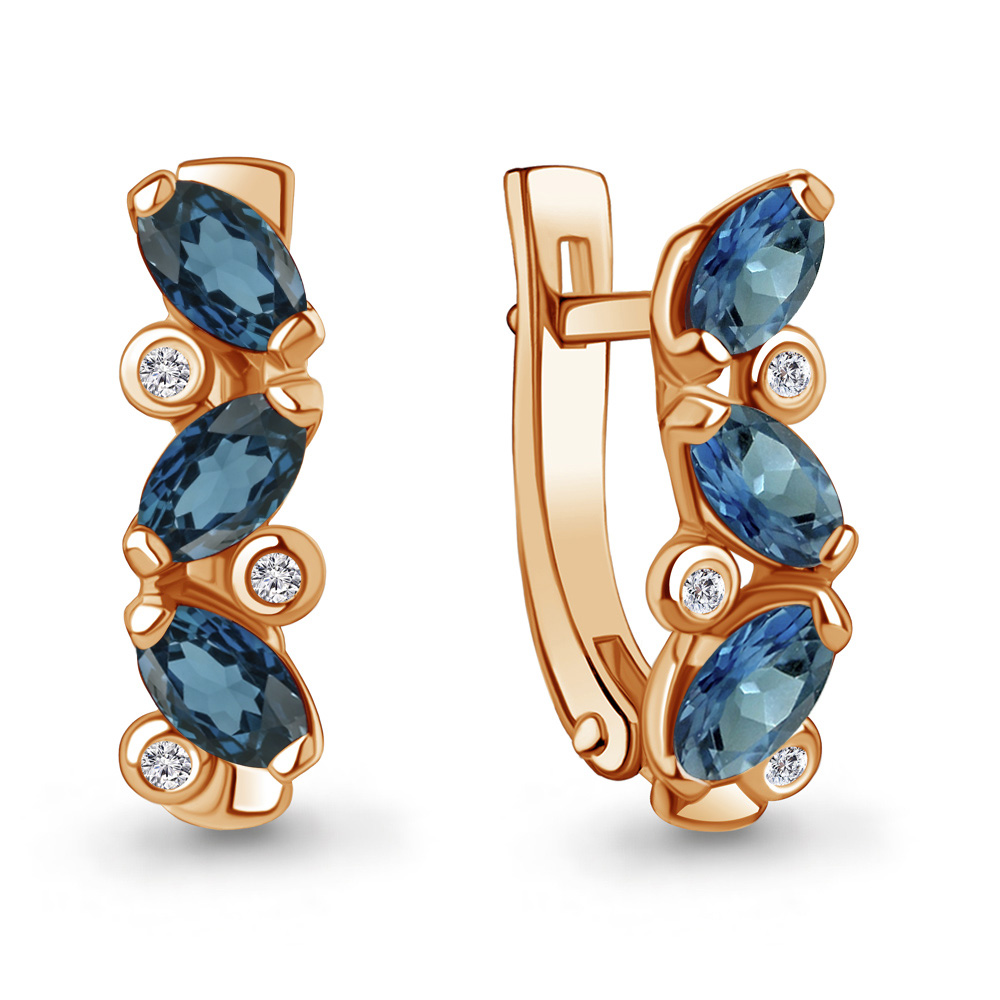 

Серьги из серебра с топазом/фианитом Aquamarine 4415808, 4415808_925_з