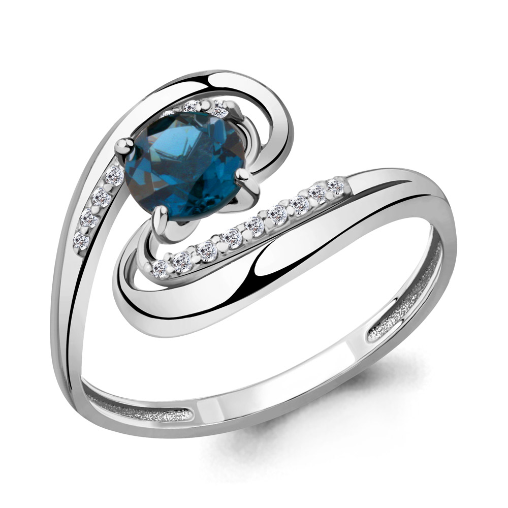

Кольцо из серебра с топазом/фианитом р., Aquamarine 6520508А, 6520508А_925_р