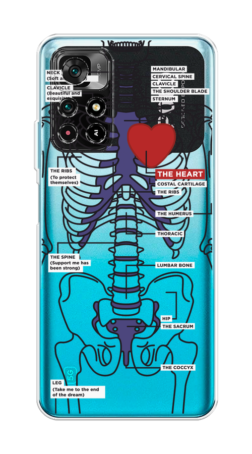 

Чехол на Poco M4 Pro 5G, Xiaomi Redmi Note 11S 5G "Скелет человека", Прозрачный;синий;красный, 311850-1