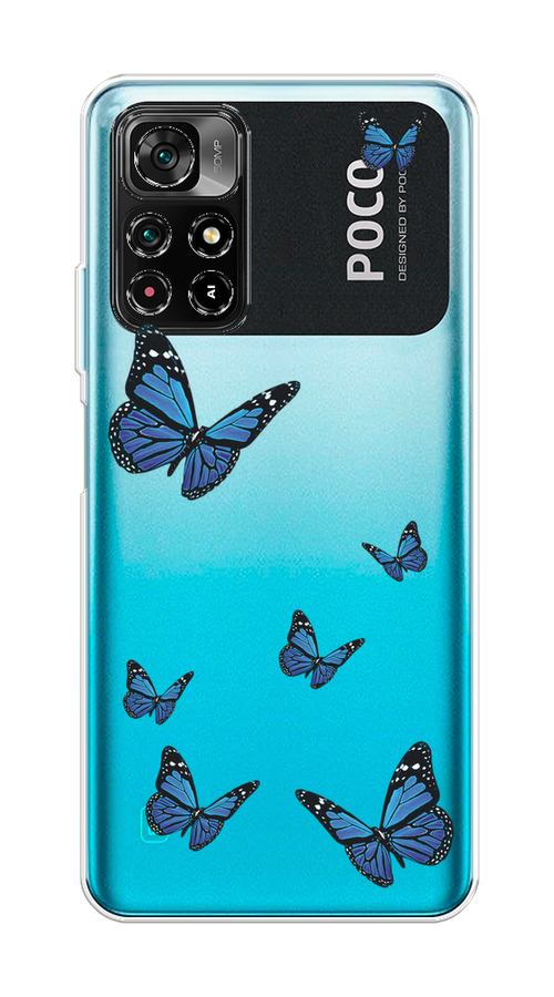 

Чехол на Poco M4 Pro 5G, Xiaomi Redmi Note 11S 5G "Blue butterflies", Синий;черный, 311850-1