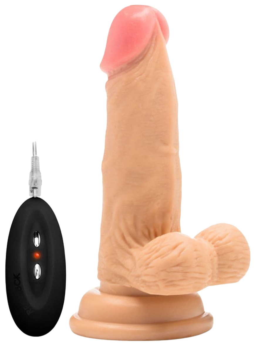 фото Телесный вибратор-реалистик vibrating realistic cock 6" with scrotum 15 см shots media bv