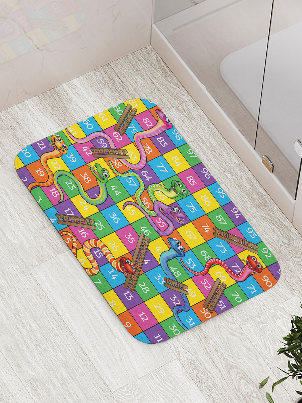 

Коврик противоскользящий JoyArty "Игра со змеями" для ванной, сауны, бассейна, 77х52 см, Игра со змеями