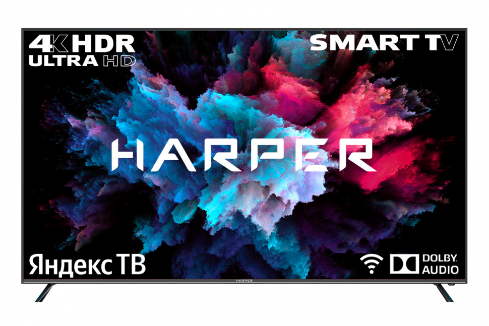 фото 75" телевизор harper 75u750ts uhd smart яндекс, черный