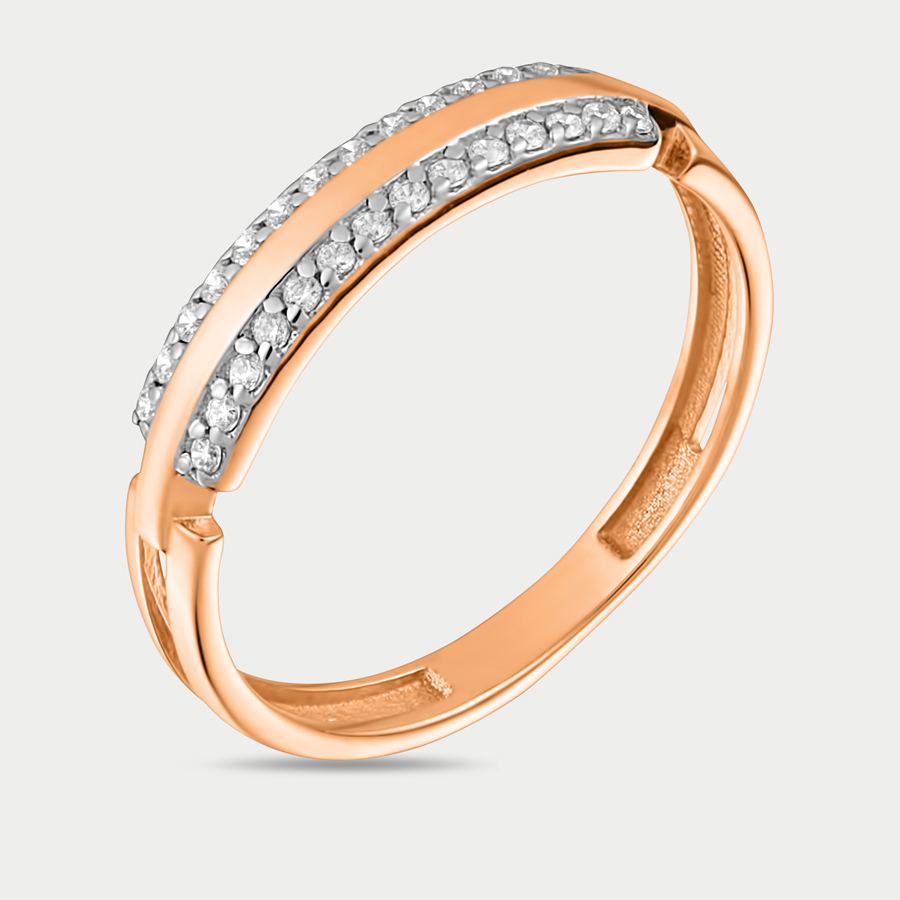 Кольцо из розового золота р. 17 Сорокин 70235600, фианит