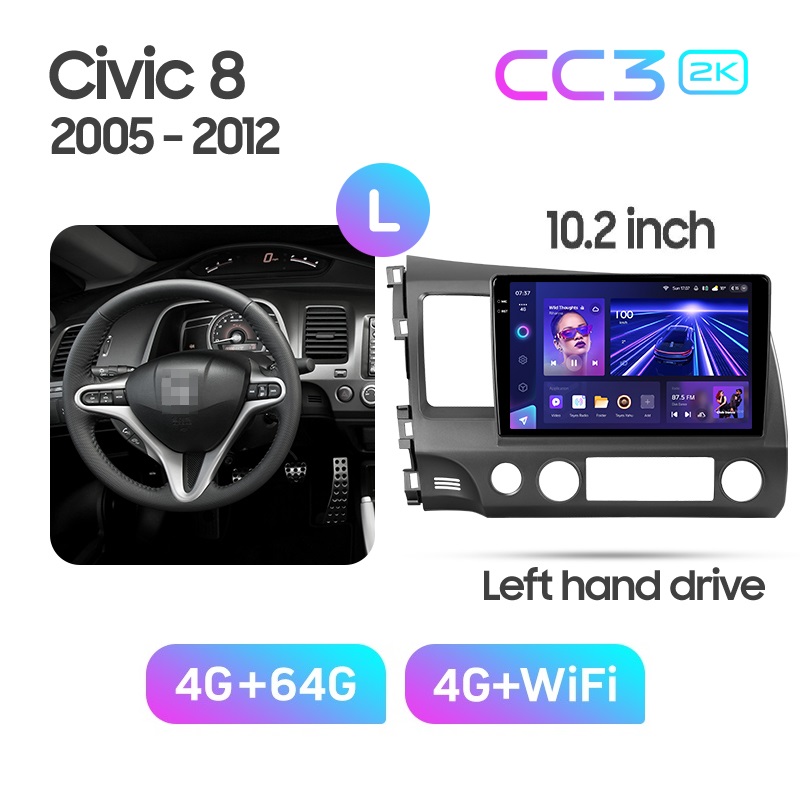 Магнитола TEYES HONDA CIVIC 8 2006-2012 г CC3 2K 464ГБ 3589000₽