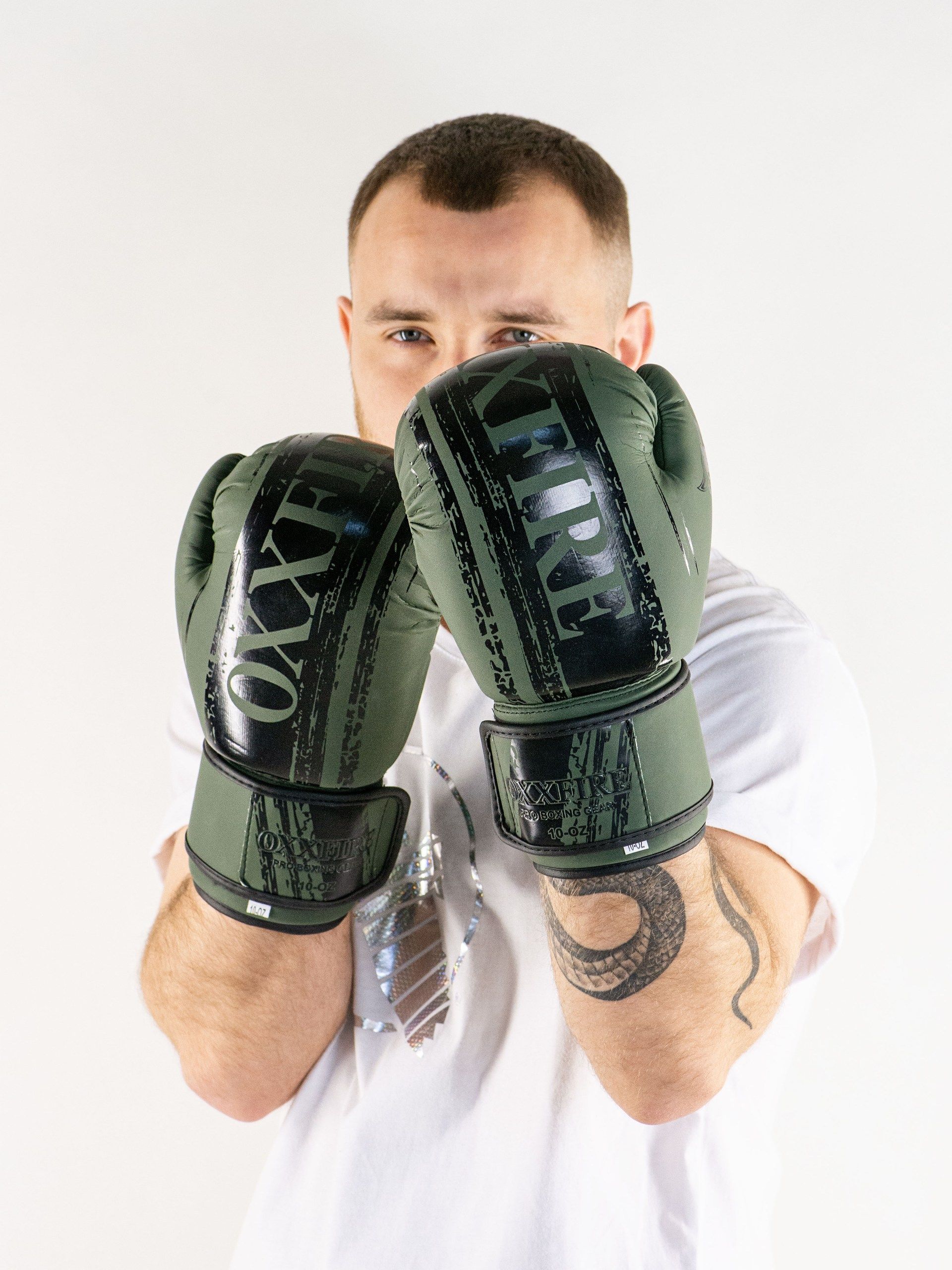 Боксерские перчатки OXXFIRE COMFORT, PVC оливковые 8oz