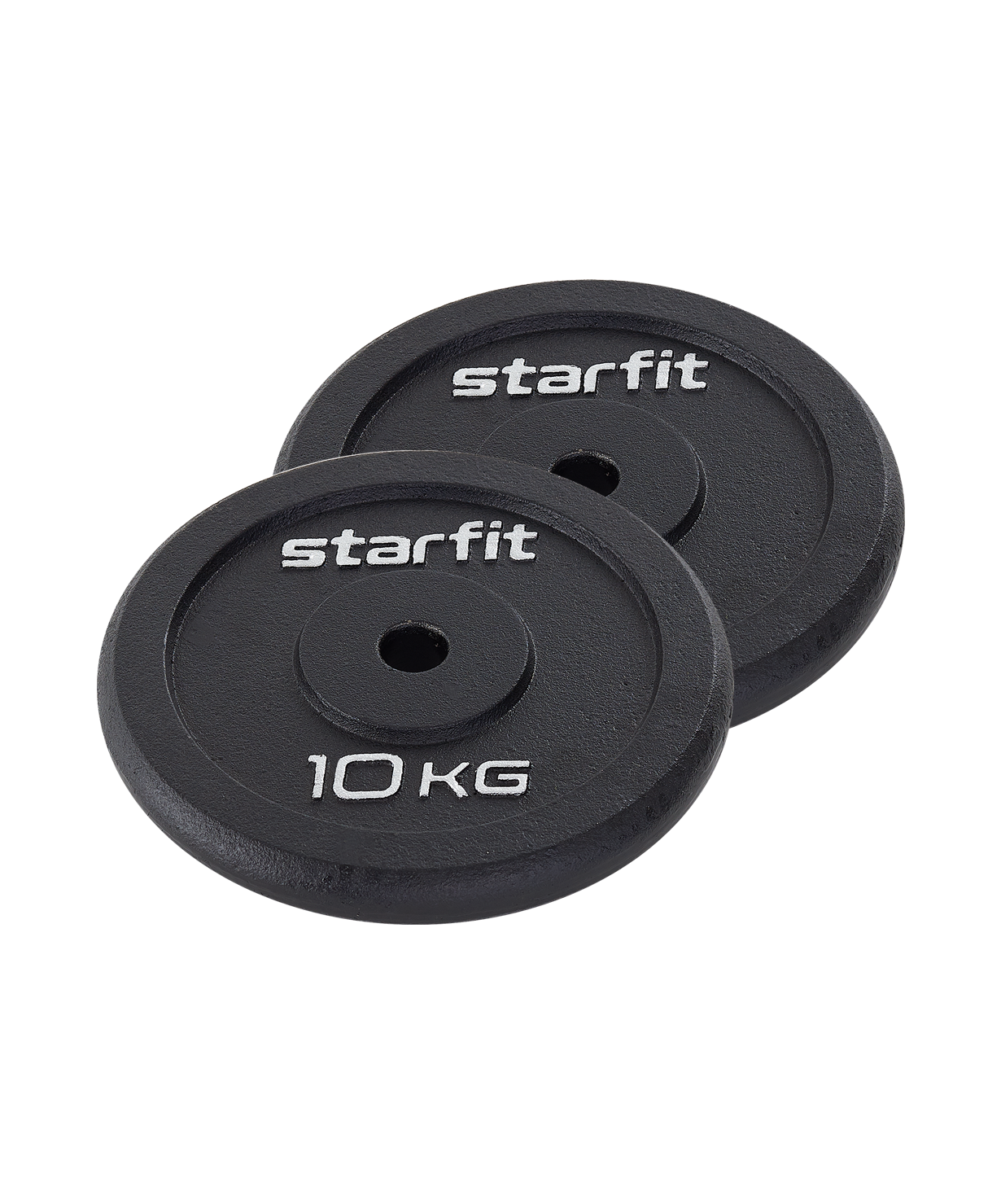 фото Диск чугунный starfit bb-204 10 кг, d=26 мм, черный, 2 шт