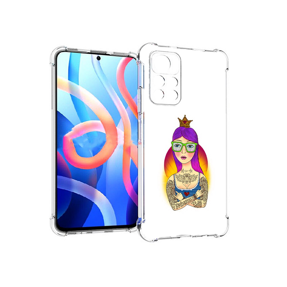 

Чехол MyPads Tocco для Xiaomi Poco M4 Pro 5G девушка в татуировках с короной, Прозрачный, Tocco