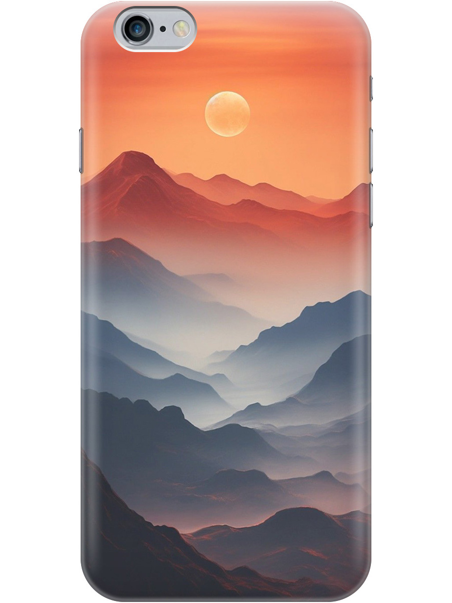 

Силиконовый чехол на Apple iPhone 6S Plus/6 Plus с принтом "Луна над горами", Прозрачный;оранжевый;черный, 78174810