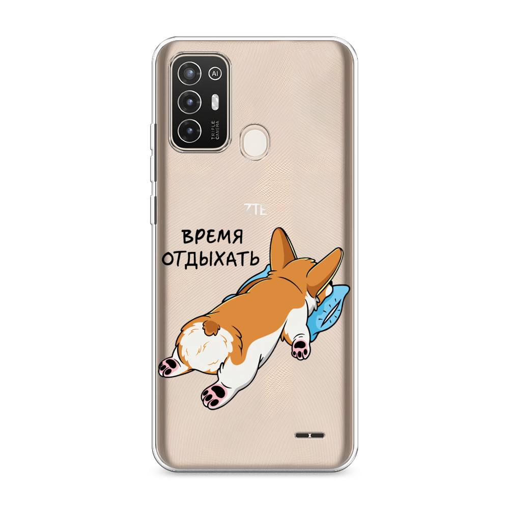 

Чехол на ZTE Blade A52 "Корги отдыхает", Черный;коричневый;голубой, 136250-1