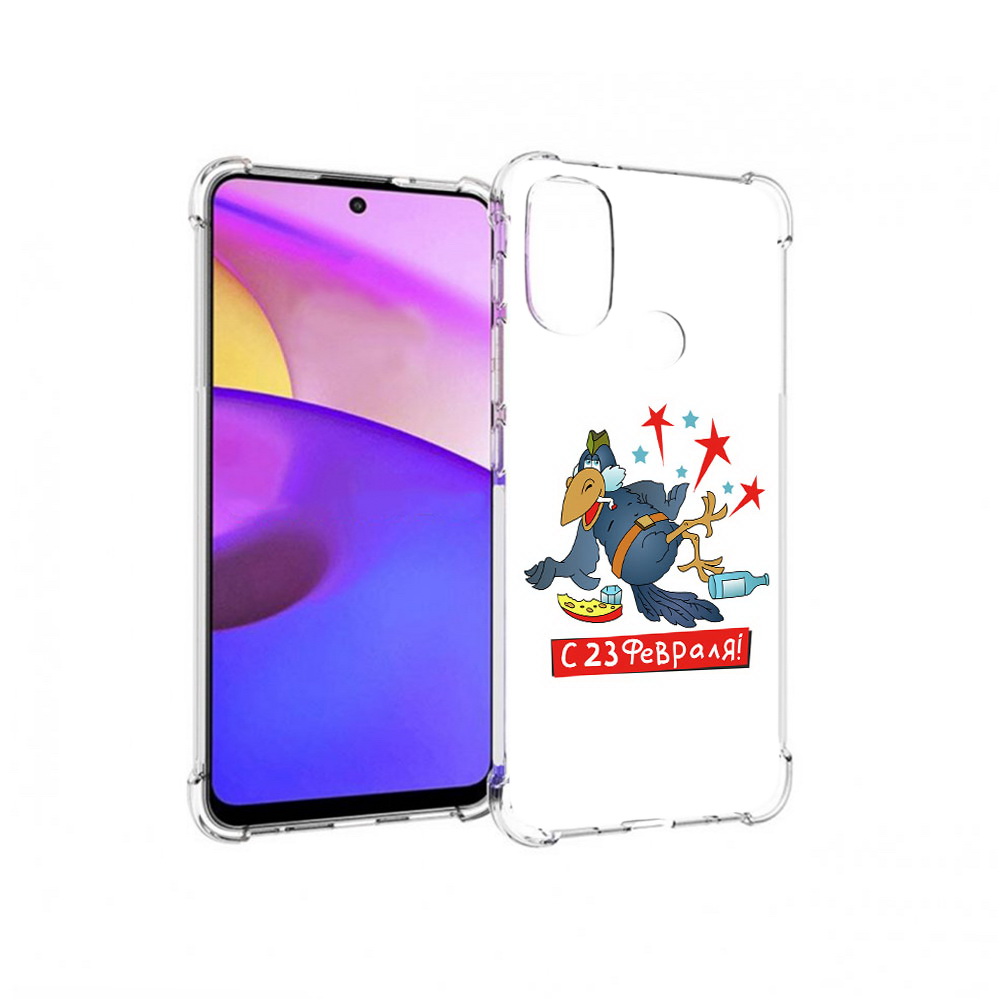 

Чехол MyPads Tocco для Motorola Moto E30 23 февраля веселая птица (PT227074.357.9), Прозрачный, Tocco
