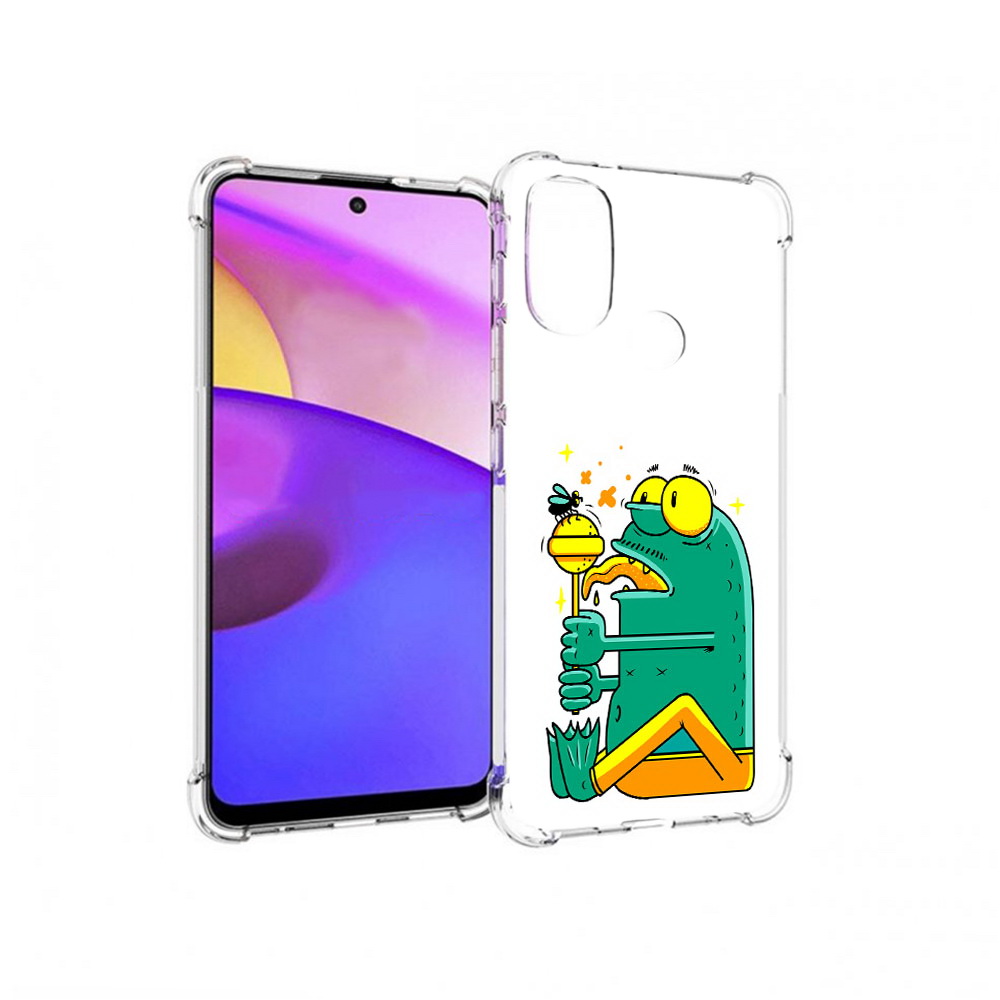

Чехол MyPads Tocco для Motorola Moto E30 Зеленая лягушка с чупа чупсом (PT227074.357.85), Прозрачный, Tocco