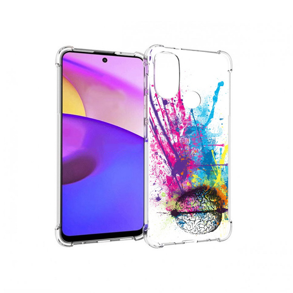 

Чехол MyPads Tocco для Motorola Moto E30 яркий красочный мозг (PT227074.357.710), Прозрачный, Tocco
