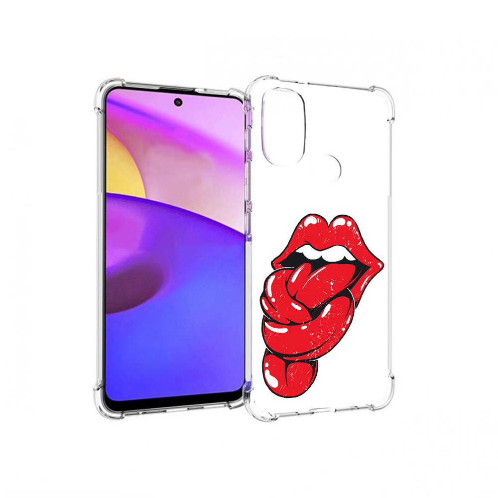 

Чехол MyPads Tocco для Motorola Moto E30 яркие губы с языком (PT227074.357.705), Прозрачный, Tocco