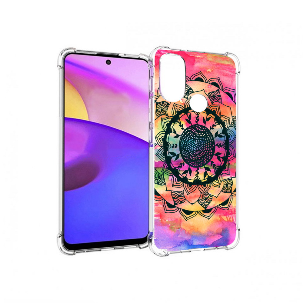 

Чехол MyPads Tocco для Motorola Moto E30 яркая абстракция круглый цветок, Прозрачный, Tocco