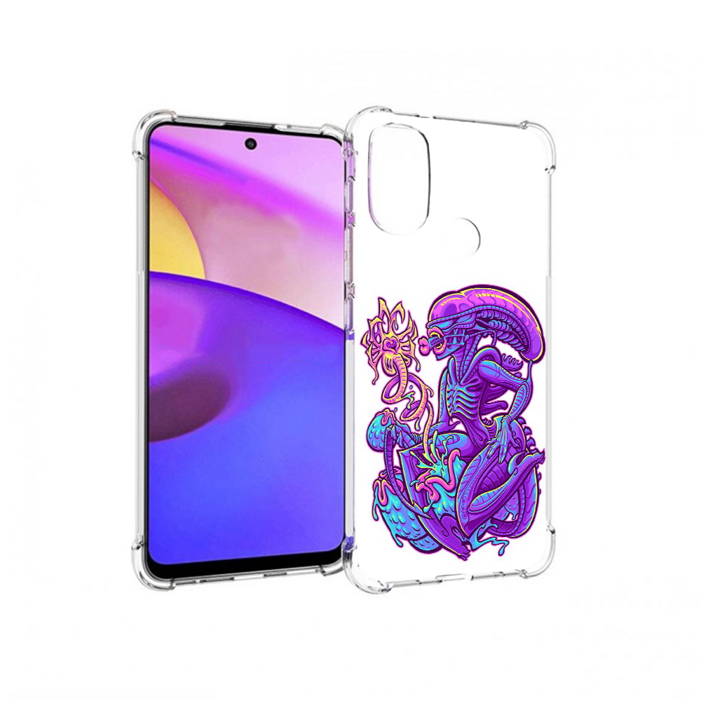 

Чехол MyPads Tocco для Motorola Moto E30 чужой фиолетовый цвет (PT227074.357.693), Прозрачный, Tocco