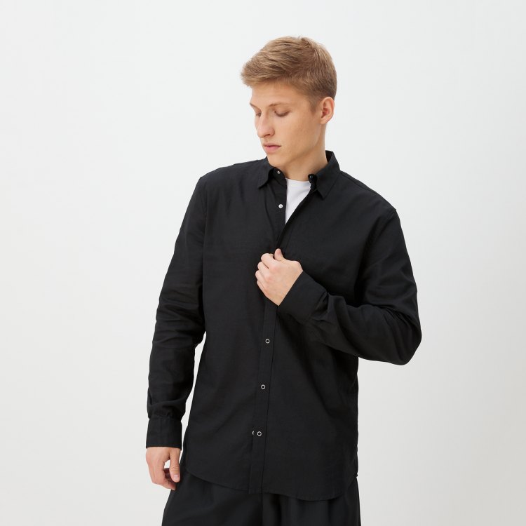 

Рубашка мужская Maison David BLN926-1A черная 2XL, Черный, BLN926-1A