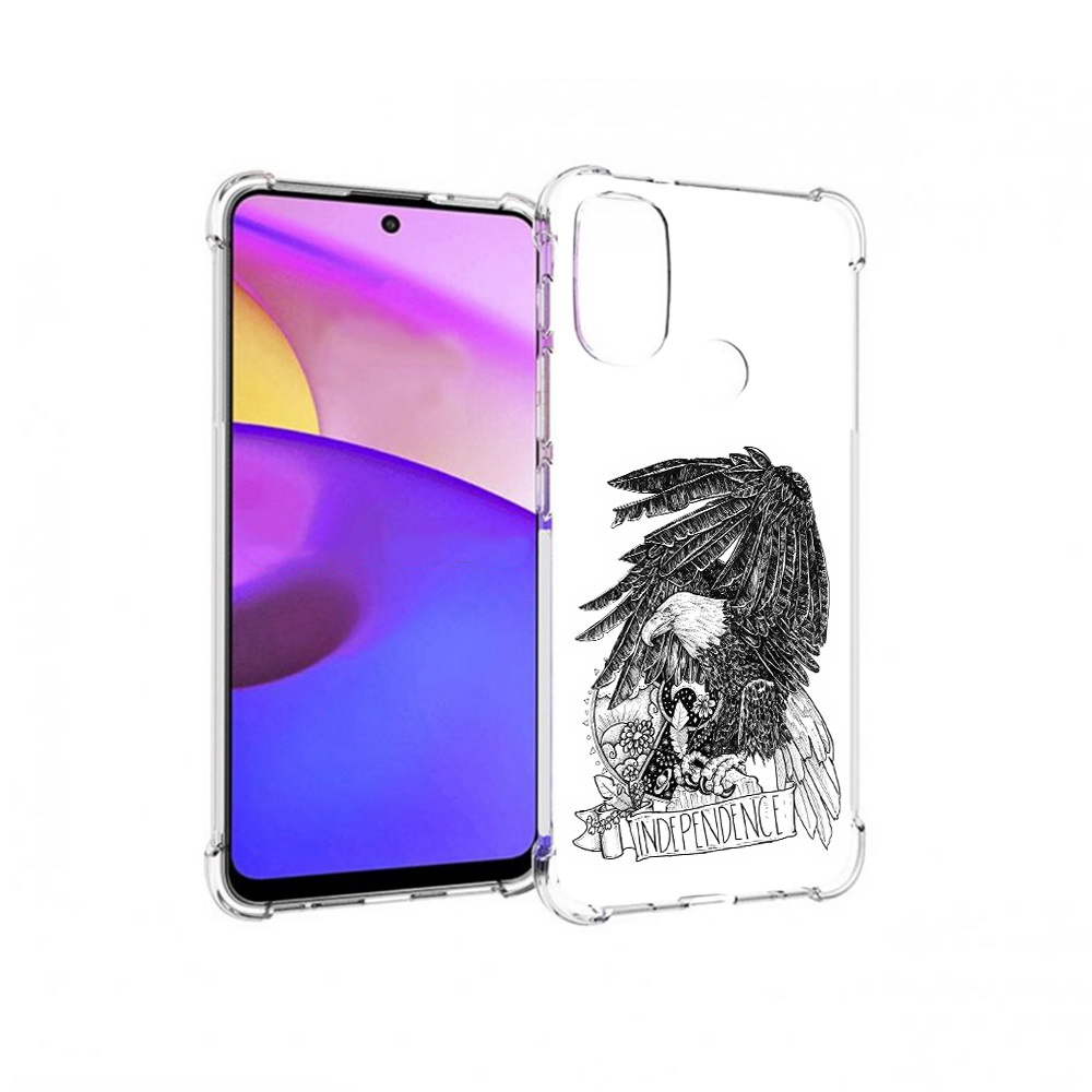 

Чехол MyPads Tocco для Motorola Moto E30 черно белый сокол (PT227074.357.688), Прозрачный, Tocco