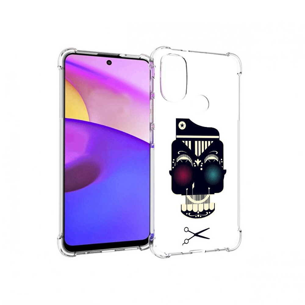 

Чехол MyPads Tocco для Motorola Moto E30 черно белый скелет с яркими глазами, Прозрачный, Tocco