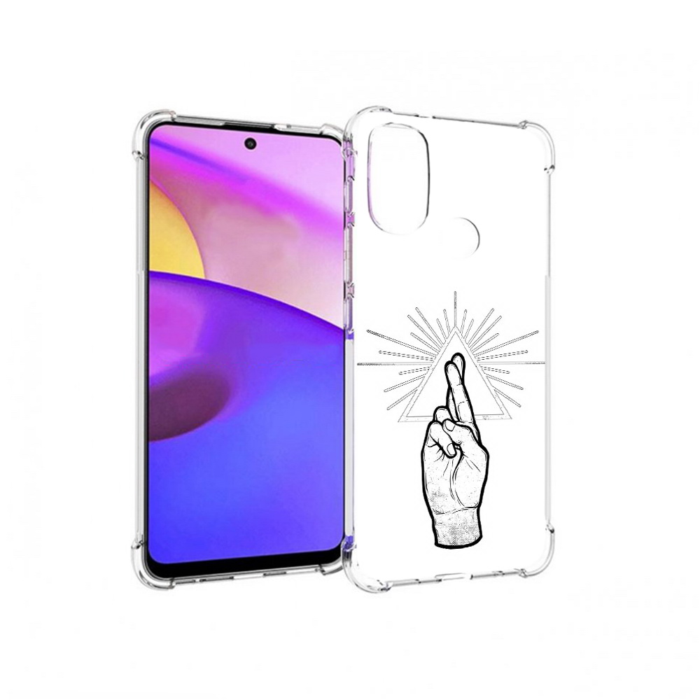 

Чехол MyPads Tocco для Motorola Moto E30 черно белая рука (PT227074.357.681), Прозрачный, Tocco