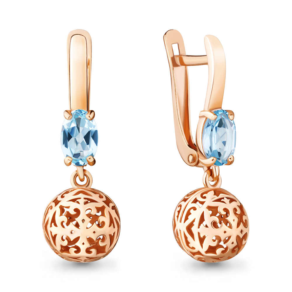 

Серьги подвески из серебра с топазом Aquamarine 4729402, 4729402_925_з