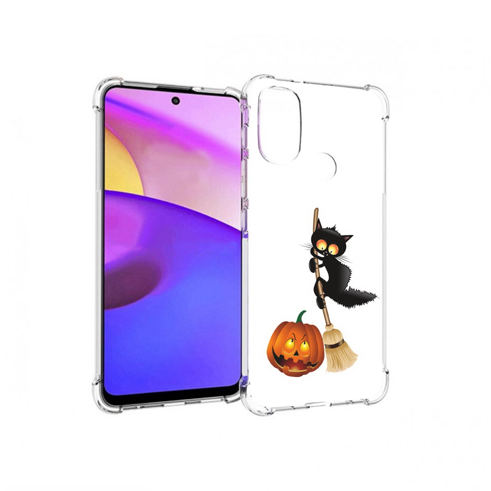 

Чехол MyPads Tocco для Motorola Moto E30 хэлуинский котик (PT227074.357.667), Прозрачный, Tocco