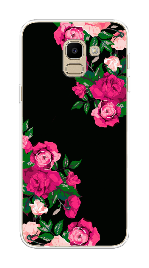 

Чехол на Samsung Galaxy J6 2018 "Розы фуксия", Черный;розовый;зеленый, 26150-1