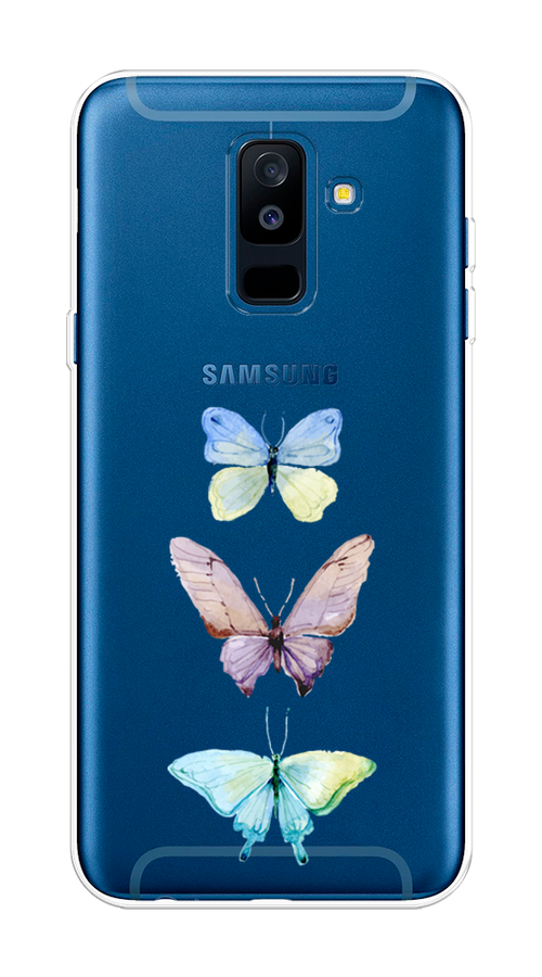 

Чехол на Samsung Galaxy A6 Plus "Акварельные бабочки", Бирюзовый;розовый, 26050-1