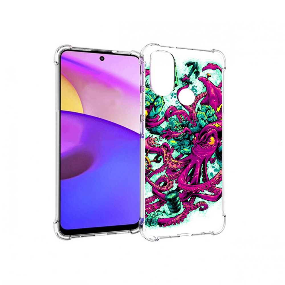 

Чехол MyPads Tocco для Motorola Moto E30 фиолетовый кракен (PT227074.357.657), Прозрачный, Tocco