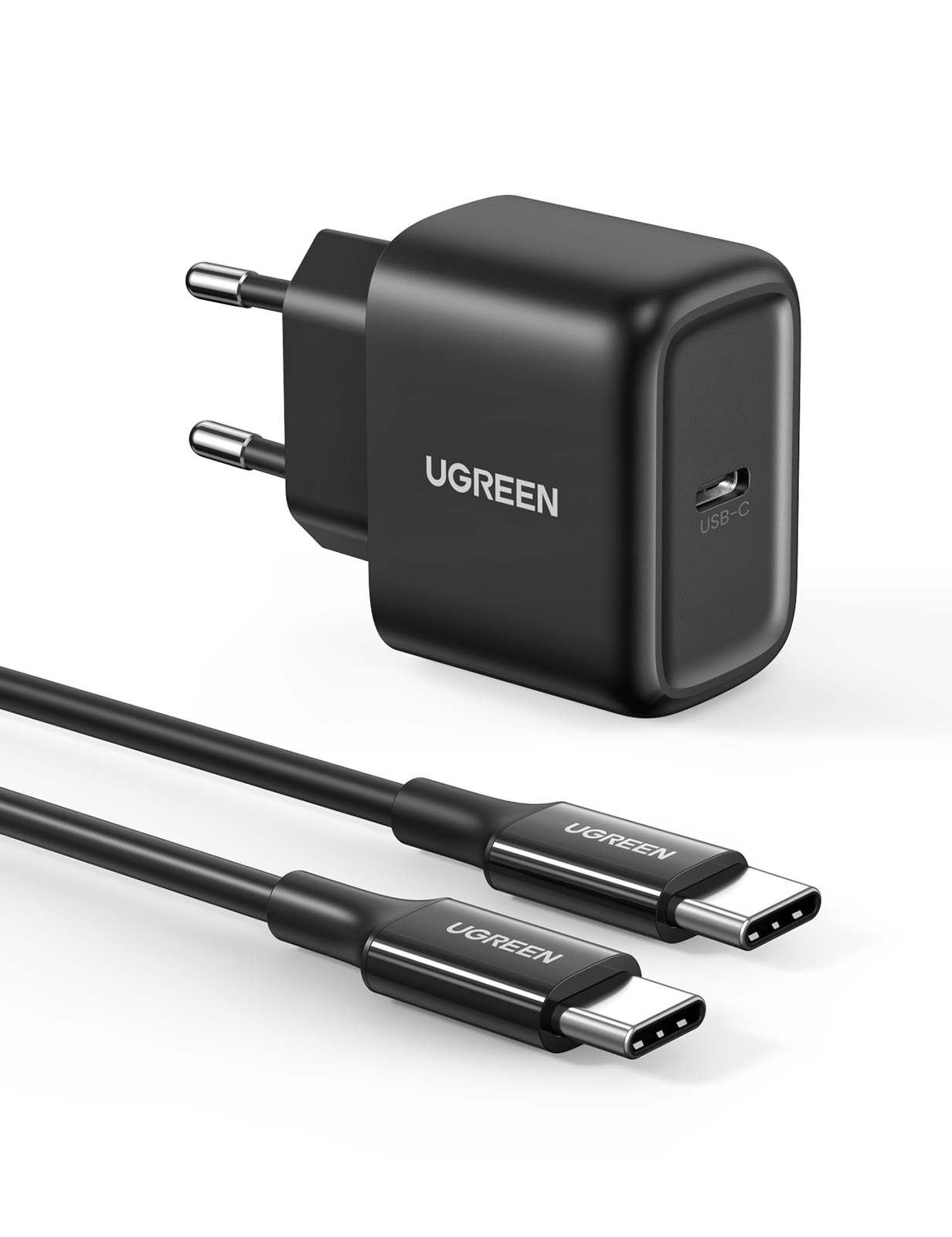 фото Сетевое зарядное устройство с кабелем ugreen cd250 50581 usb-c 25w pd charger, черный