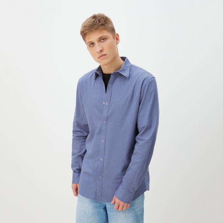 

Рубашка мужская Maison David BLN926-1 синяя XL, Голубой, BLN926-1